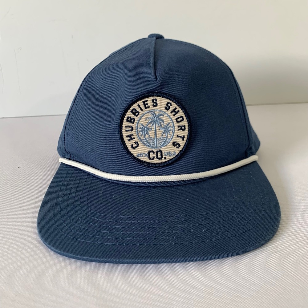 Chubbies Snapback Hat Men OS Blue Palm Tree Rope Patch Tropical Leisure Gorpcore